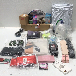 (2) Spa Bathtub Pillow (1) Decorative Shower Curtain (1) Wall Mounted Coat Hook (1) Tapestry (1) Dove Deep Nourishing Body Wash (2) Silk Hair Wraps (1) UV Nail Soak Off (2) Rose Nail Polish (1) 10mm Lash Extensions (1) Tattoo Balm and More Personal Care I