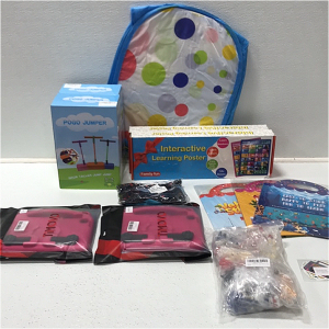 (2) Pogo Jumper (2) Interactive Learning Poster (1) Pop Up Childrens Tent (2) Tablet Case (1) Sonic Action Figurines (3) Magnet Learning Boards SP19