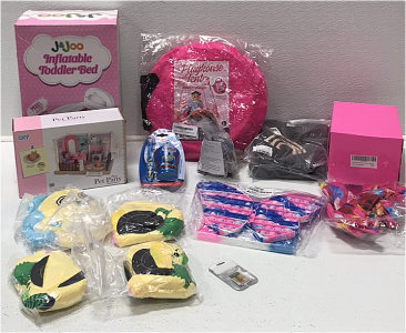 (1) Inflatable Toddler Bed (1) Playhouse Tent (1) Dream Pet Party Room (4) Plush Toys (1) Childs Toothbrush Set (2) 3-6 month Outfir Set and More Childrens Items SP2