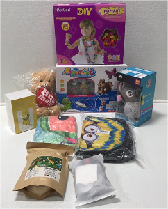 (1) Magic Gelz Mold Kit (1) Pop-Art Childrens Jewelry Toy Kit (1) Baby Sleep Soother Light (1) Smart Sonic Toothbrush for Children (1) Minions Backpack (1) CocoMelon Blanket and More SP17