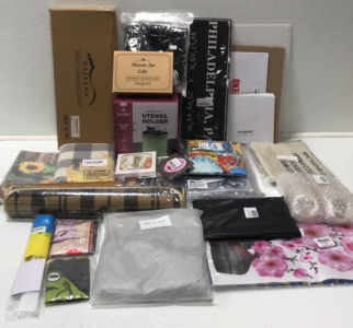 (1) Stainless Steel Utensil Holder (1) Rustproof Mason Jar Lids (2) Silicone Sink Splash Guard (1) Welcome Sign (2) Sunflower Decor Pillowcases (1) Doormat (1) 4-piece Floral Headbands and More Home D�cor SP17