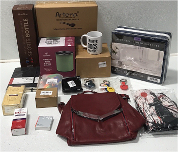 (1) Stainless Steel Utensil Holder (1) 10.5&rdquo; Ceramic Ladles (1) Triple Vacuum Sports Bottle (1)&rsquo;I Prefer Dogs Over People&rsquo; Mug (1) Cal. King Aloe Infused Sheet Set (1) Anime Pot Holders (1) Red Backpack Purse and More SP5
