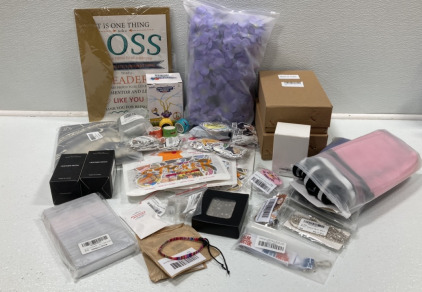 Artificial Birds and Flowers, Meah Shower Caddies, Large &ldquo;Boss&rdquo; Card, Various Stickers, Boho Anklets, Cigar Roller, Leather Patches, Zodia Tapestry, Jewelry Beads, and more SP15