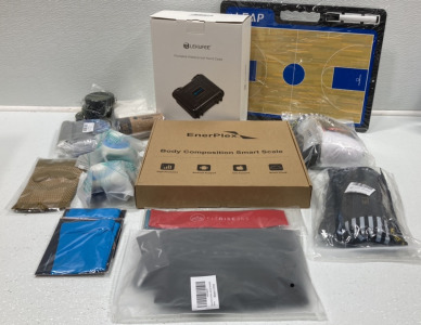 Basketball Coach Board, Waterproof Hard Case, Smart Scale, Teen Shin Guards, Women&rsquo;s Sauna Pants, Fitness Bands, Mini Foldable Water Bottles, Elbow Bands, Ankle Braces, Bow Trainer, Hockey Pucks, Compressed Towels SP15
