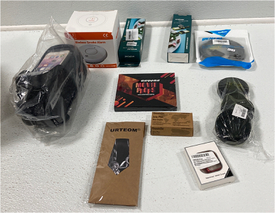 HDMI Cord, Apple Watch Case, IPhone Holder For Bike, Mini Stapler, Tie, Wireless Smoke Alarm, (2) Kitchen Gardgets, Hockey Pucks, Movie Props SP18