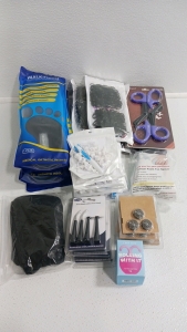 Medical Orthotic Insoles, Replacement Clean Heads, Ear Cleaner, Ice Roller, Toe Spacer, Trauma Shears, No Damage Hair Ties, And A Package Of Fabric Masks SP16