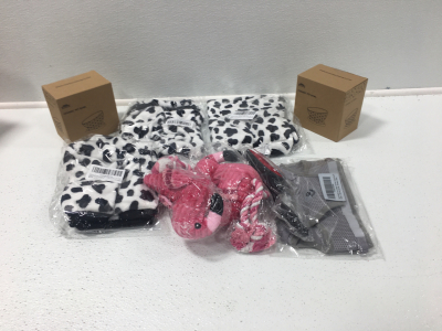 (2)Chew Toys,Pet Brush , Cat Harness, (3) Dog Jackets, (2) Pet Bowls SP1
