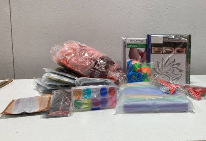 (1) Nine-Tails Fox Eyeliner and Eyeshadow Stencil, (1) Giant Rainbow Popit (1) 10 pc Nail File, and more SP1