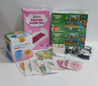 Inflatable Toddler Bed, AR Farm Kits, Diaper Pail Refills, Socks, Shoes, Puzzle And More SP16