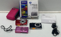 (1)Olympus VR-350 Digital Camera (1) Polaroid iEX29 Digital Camera (1) Samsung PL100 Digital Camera (1) Nixon Coolpix Digital Camera With Case and Charger