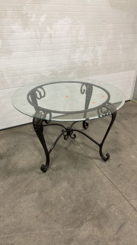 (1) Metal Framed, Glass Top Dining Table