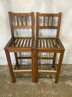 Two Tall Wooden Bar Stools.