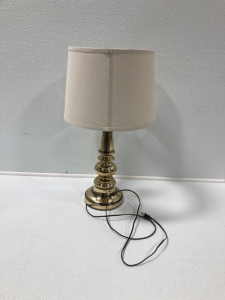 Metal Gold Lamp With Off White Lamp Shade