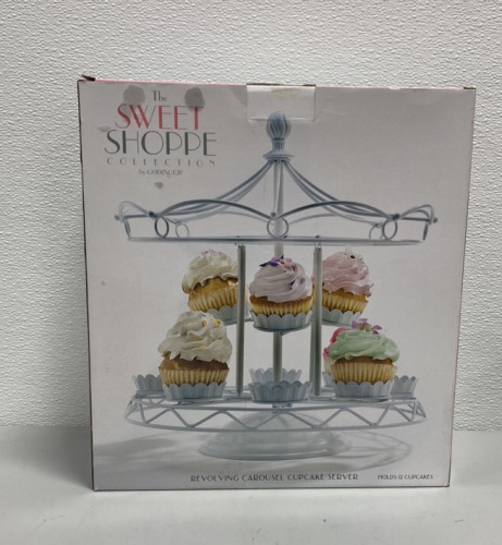 (1) The Sweet Shoppe Collection by Godinger Revolving Carousel Cupcake Server Holds 12 Cupcakes