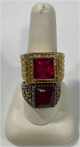 (2) Men&rsquo;s Red Gemstone Rings