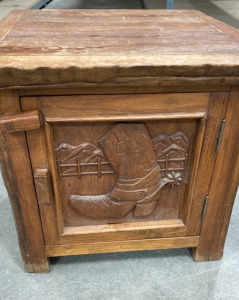 Wood Cowboy Boot Side Table