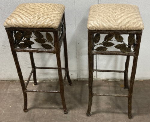 (2) Wickered Metal Bar Stools.