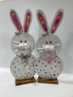 Two Tall Wooden Easter Bunnies