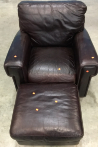 Leather Arm Chair with Ottoman