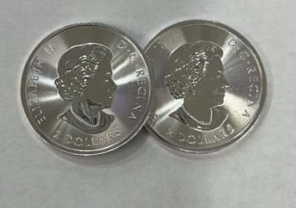 (2) 1/2 Troy Ounces Fine Silver Argent Pur Coins