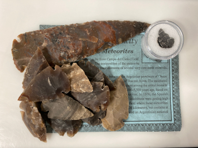 Assorted Arrowheads, Spearpoint, and Meteorite Space Rock Please Inspect