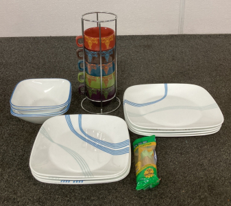 Corelle Dishware Set, Coffee Mug Set And Yoda Pez