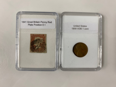 1841 Postage Stamp and 1909 Penny