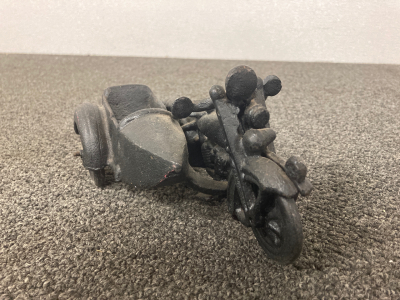 Cast iron motorcycle with side cart