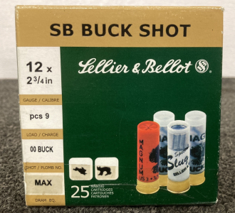 (25) Rounds SB Buck Shot 12 Ga Ammo