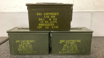 (3) 840 Capacity 5.56mm Ammo Cans