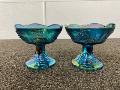 Pair of Carnival Glass Candle Stands