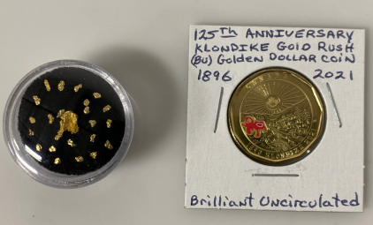 Alaska Gold Nuggets and Klondike Gold Rush Golden Dollar Coin