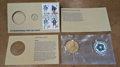 1975 Bicentennial Coin & Stamps