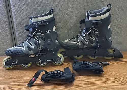 Pair of Carbon K2 In-line Skates with Wrist Guards