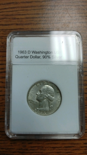 1963 D US Minted 90% Silver George Washington Quarter Dollar Coin