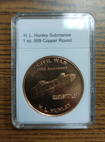 150th Anniversary Civil War H. L. Hunley Copper Coin