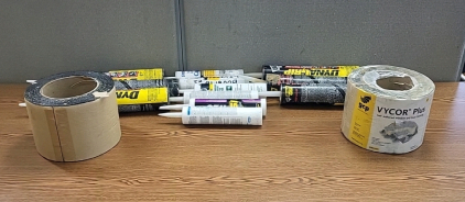 (6) DAP DynaFrip Caulk, (6) Tubes White Caulk and (2) Rolls Vycor Plus Self Adhering Door and Window Flashing