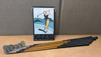 Vintage Golf Clubs, Metal Sign