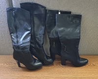 (2) Pair Women's Black Leather Boots