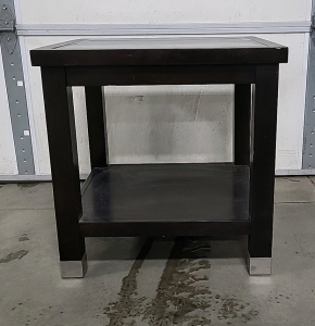 Dark Wood with Glass Top End Table