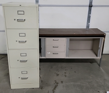 File Cabinet and Metal Desk