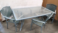 72x42 Glass Top Patio Table w/3 Chairs