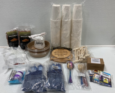 Paper Cups, Air Fryer Parchment, Raw Unsalted Almonds, Honey Jar, Bamboo Trivets, Shellfish Hammers, Water Straw Filters, Piping Pastry Bag, Silicone Molds, Novelty Spoons, Set of 4 Forks, Oven Light Bulb, Lightswitch Plates