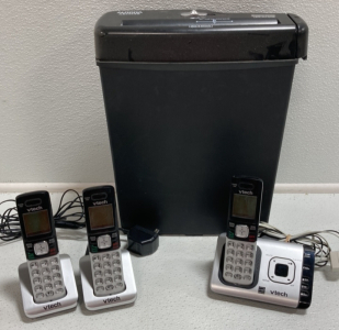 Small Paper Shredder, (3) VTech Landline Phones