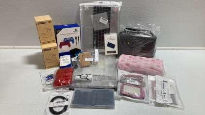 (2) MacBook Pro Cases, Nintendo Switch Case, PS5 Accessories and Carrying Case, Apple Watch Bands, (3) Tablet Stands, Cord Organizers, C-Lightning Cord, and more