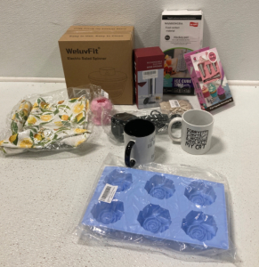 Electric Salad Spinner, Coffee Mugs, Ice Cube Making Bottle, Silicone Molds, Cupcake Decorating Kit, Kitchen Towels, Measuring Spoon Set and More