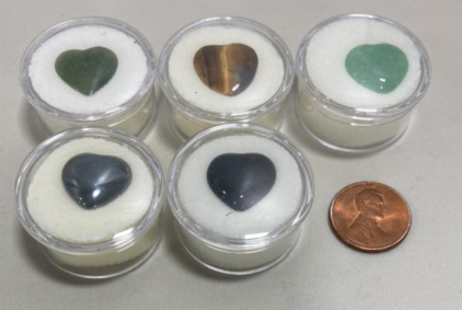 (5) 1/2&rdquo; Various Precious Gemstone Hearts Cut & Polished