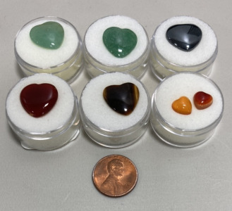 (7) Various Precious Gemstone Hearts Cut & Polished
