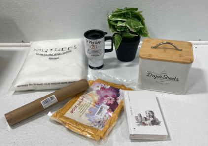 Dryer Sheets Container, Book, Pillow Cases, Curtain, Poster, Fake Flowers, Coffee Mug