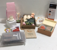 (1) Insink Erator Replacement Filter (1) Toy Furniture Set In Wood Box (1) Hand Shaped Ring Holder (1) Hokibero Curtain Set (1) Glass Beauty and the Beast Type Flower (1) Hk Gaming Double Shot Pudding PBT Keycaps and Everything Else Pictured